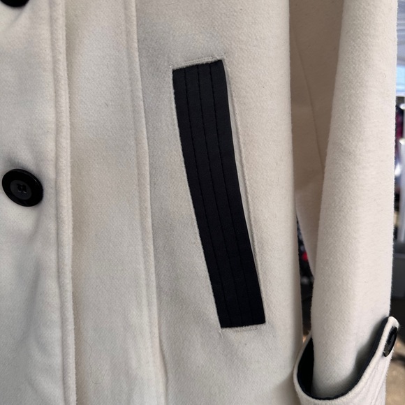 BCX Cream Double-Breasted Pea Coat with Black Accents - Picture 2 of 6